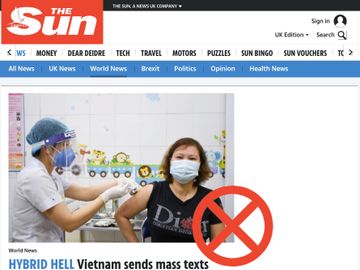 Bài viết xuyên tạc về Quỹ vaccine Covid-19 trên trang The Sun Ireland.