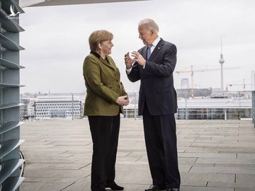 Thủ tướng Đức Angela Merkel và Tổng thống Mỹ Joe Biden. Ảnh: Getty