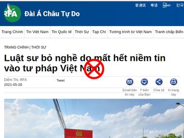 Thông tin Lê Văn Hòa từ bỏ nghề luật sư được RFA rêu rao.