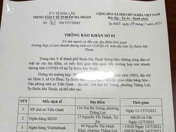 Đắk Lắk: Một người mắc Covid-19 chưa rõ nguồn lây, tới hàng loạt bệnh viện, ngân hàng, quán ăn - Ảnh 1.