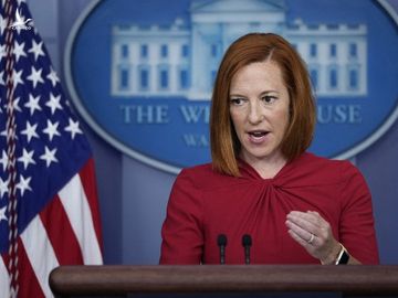 Thư ký báo chí Nhà Trắng Psaki trong cuộc họp báo hôm 19/7. Ảnh: AFP.