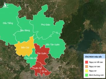 Các vùng xanh, đỏ vàng của tỉnh Bình Dương: Ảnh: binhduong.gov.vn