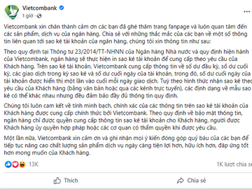 Vietcombank chính thức lên tiếng sau vụ việc Trấn Thành: Ngân hàng thực hiện theo yêu cầu của khách hàng - Ảnh 1.