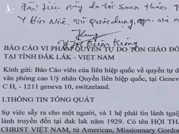 Tài liệu Yjôl Bkrông soạn, gửi cho Y Hin Niê (cha) và một số đối tượng khác, xuyên tạc về tự do tôn giáo đối với đạo Tin lành ở Đắk Lắk.  