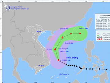 Hướng đi dự kiến của bão số 9.