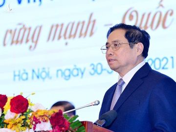 Thủ tướng Phạm Minh Chính phát biểu tại Đại hội đại biểu toàn quốc VCCI lần thứ VII, ngày 31/12. Ảnh: Hồng Minh