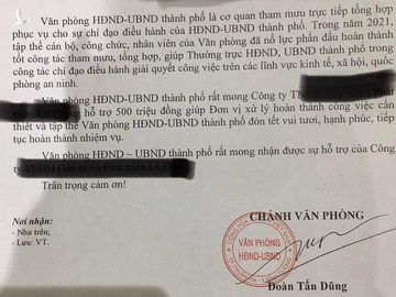 Văn phòng UBND thành phố Thuận An xin doanh nghiệp 500 triệu để đón Tết? - Ảnh 1.