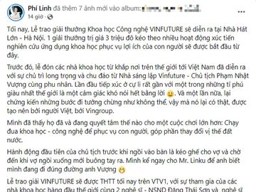 1 HÀNH ĐỘNG vô cùng tinh tế tỷ phú Phạm Nhật Vượng đã làm cho vợ trong buổi tiệc của VinFuture - Ảnh 1.