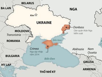 Bán đảo Crimea và khu vực Donbass. Đồ họa: Washington Post.