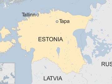 Vị trí căn cứ Tapa của Estonia. Đồ họa: BBC.