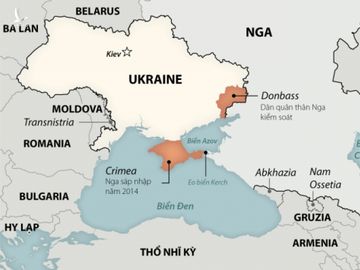 Khu vực dân quân thân Nga kiểm soát tại vùng Donbass phía đông Ukraine. Đồ họa: Washington Post.