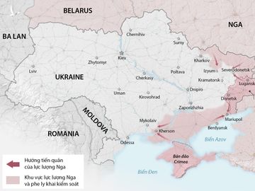 Cục diện chiến sự Ukraine sau 11 tuần giao tranh. Đồ họa: Washington Post.