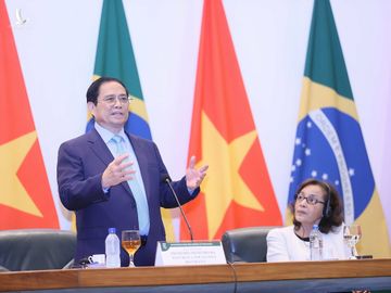 Thủ tướng Phạm Minh Chính phát biểu chính sách tại Bộ Ngoại giao Brazil.