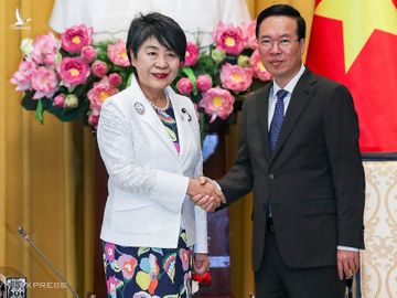 Chủ tịch nước Võ Văn Thưởng tiếp Ngoại trưởng Nhật Bản Kamikawa Yoko tại Phủ Chủ tịch ngày 10/10. 