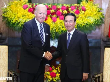 Chủ tịch nước Võ Văn Thưởng tiếp Tổng thống Mỹ Joe Biden tại Văn phòng Chủ tịch nước, hôm 11/9 (Ảnh: Mạnh Quân).