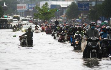 Sài Gòn mưa to ngập đường, giao thông tê liệt