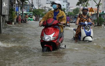 Triều cường dâng cao ở TP.HCM, đường lại thành sông