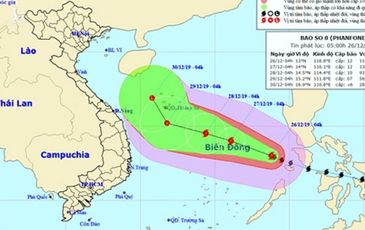 Bão Phanfone giật cấp 14 vào Biển Đông, có thể đổi hướng