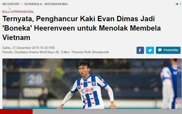 Báo indonesia hằn học gọi Đoàn Văn Hậu là con rối của Heerenveen