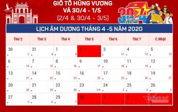 Lịch nghỉ lễ Giỗ tổ Hùng Vương và 30/4 – 1/5