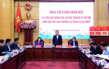 Bí thư Thành ủy Hà Nội Vương Đình Huệ làm việc với Ban Thường vụ Quận ủy Ba Đình