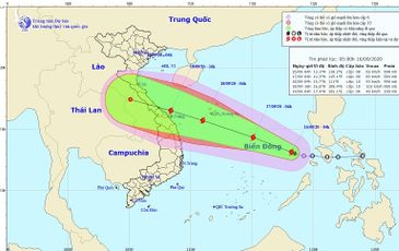 Bão số 5 di chuyển nhanh về các tỉnh miền Trung, liên tục mạnh thêm