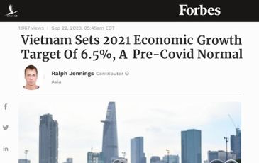 Forbes: Việt Nam đặt mục tiêu tăng trưởng kinh tế năm 2021 là 6,5%