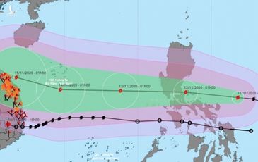 Bão Vamco mạnh cấp 14 trước khi vào Biển Đông