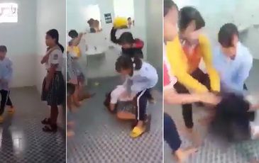 Clip nhóm nữ sinh đánh bạn trong nhà vệ sinh gây phẫn nộ