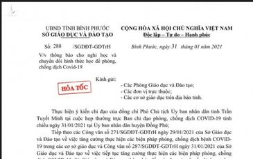 Bình Phước cho học sinh toàn tỉnh nghỉ học phòng, chống dịch Covid-19