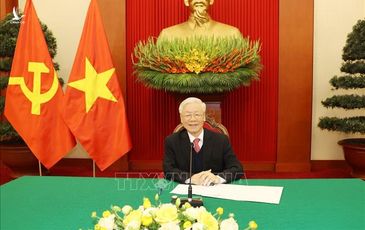 Tổng Bí thư Nguyễn Phú Trọng điện đàm thông báo kết quả Đại hội XIII tới Chủ tịch Đảng Dân chủ Tự do Nhật Bản