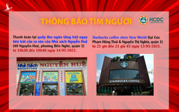 KHẨN: TP.HCM tìm người đến Nhà sách Nguyễn Huệ và Starbucks quận 1