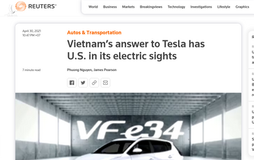 Reuters: Vinfast sẵn sàng đối đầu và vượt qua Tesla trên đất Mỹ