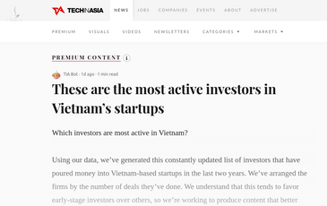 Tech in Asia: Nhà đầu tư ngoại tích cực “rót tiền” cho các startup Việt Nam