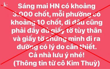 Truy tìm người tung tin giả Hà Nội lập 3.000 chốt