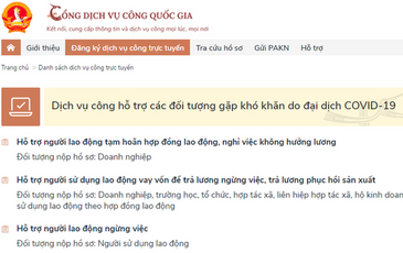 Người lao động có thể làm thủ tục nhận tiền hỗ trợ Covid-19 trên Cổng Dịch vụ công Quốc gia