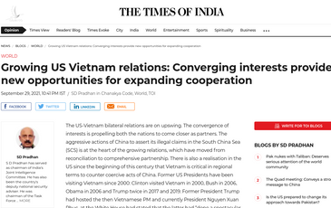 Truyền thông Ấn Độ: Việt Nam đang nhận quả ngọt thông qua mối quan hệ bền chặt với Mỹ