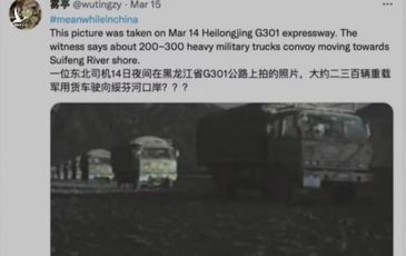 Sự thật hình ảnh xe quân sự Trung Quốc tiến về Nga