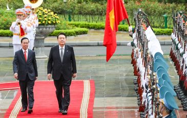 Chủ tịch nước Võ Văn Thưởng chủ trì lễ đón Tổng thống Hàn Quốc và phu nhân