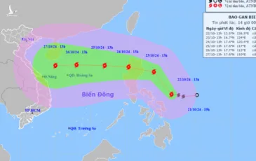 Bão Trami giật cấp 14, sóng biển cao 6-8m, hướng vào Việt Nam