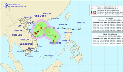 Áp thấp nhiệt đới chồng áp thấp nhiệt đới giật cấp 9 đe dọa Biển Đông