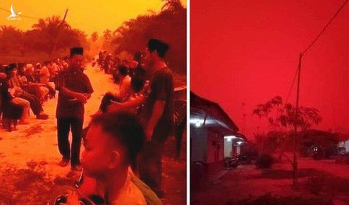 Bầu trời Indonesia đỏ như máu giữa ban ngày