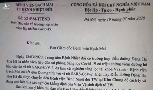 Nhân viên y tế đầu tiên ở Việt Nam nhiễm Covid-19