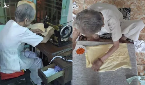 Mẹ Việt Nam anh hùng 95 tuổi may khẩu trang hỗ trợ chống dịch Covid-19