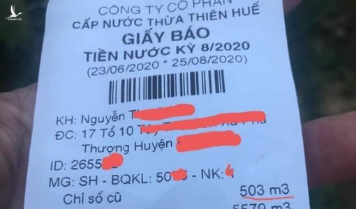 Huế: Một hộ gia đình “sốc” khi nhận giấy báo tiền nước hơn 42 triệu đồng