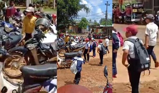 Đến giờ học, hiệu trưởng không mở cổng trường, học sinh phải đứng giữa trời nắng