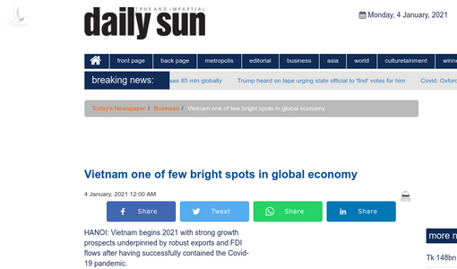 Daily Sun: Việt Nam là điểm sáng toàn cầu