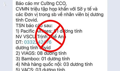 ‘TP.HCM họp khẩn về 20 ca nhiễm COVID-19 trong sân bay’ là tin giả