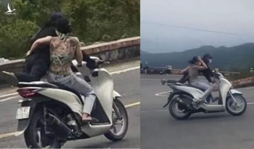 Khởi tố cặp vợ chồng lái xe máy ‘làm xiếc’ trên đèo Hải Vân