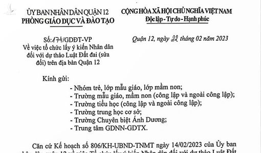 Sự thật về văn bản lấy ý kiến trẻ mẫu giáo, mầm non về dự thảo Luật Đất đai